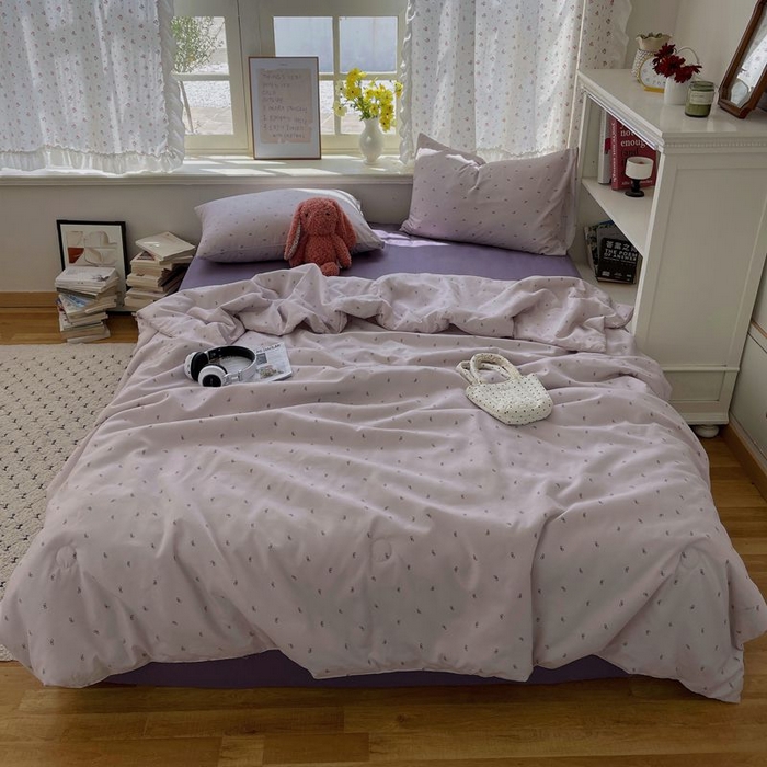 91家纺网 家纺一手货源 找家纺 繁花家居 2025新款AA版水洗棉超软夏被直播热款 紫蝶之梦