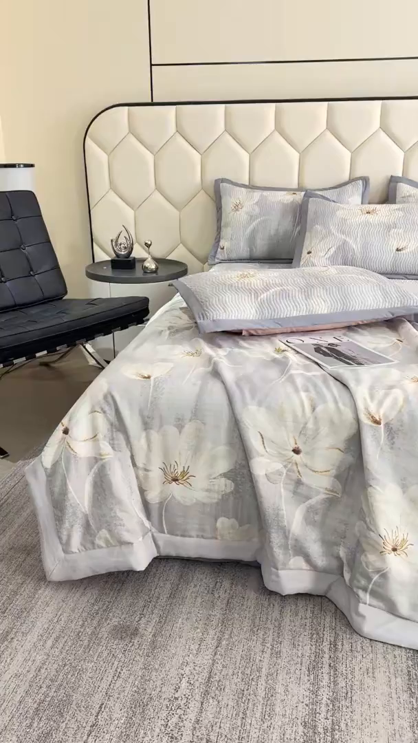 91家纺网 家纺一手货源 找家纺 晨晨家纺 2025新款A类印花莱赛尔天丝软席夏被夏凉被空调被 乐莹