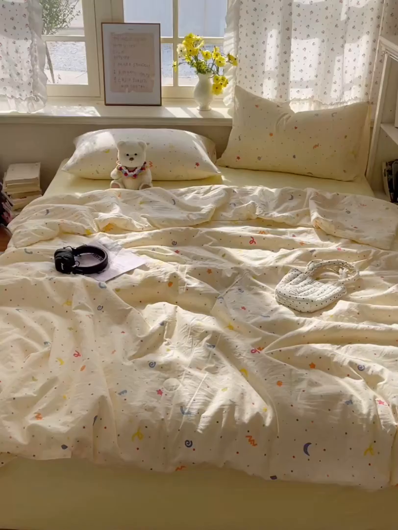 91家纺网 家纺一手货源 找家纺 繁花家居 2025新款AA版水洗棉超软夏被直播热款 点点月牙