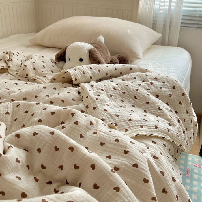 91家纺网 家纺一手货源 找家纺 繁花家居 2025新款AA版水洗棉超软夏被直播热款 爱心咖