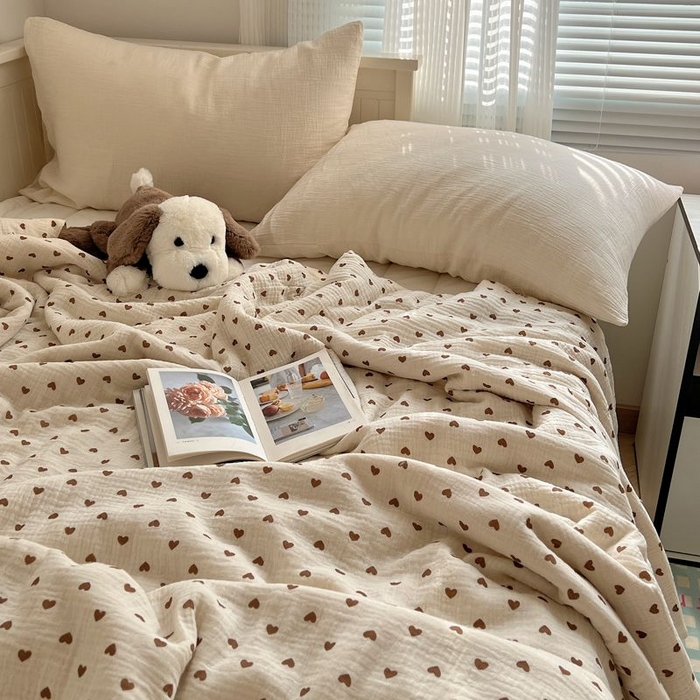 91家纺网 家纺一手货源 找家纺 繁花家居 2025新款AA版水洗棉超软夏被直播热款 爱心咖