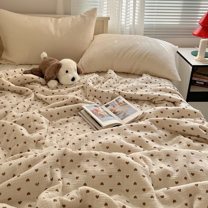 91家纺网 家纺一手货源 找家纺 繁花家居 2025新款AA版水洗棉超软夏被直播热款 爱心咖