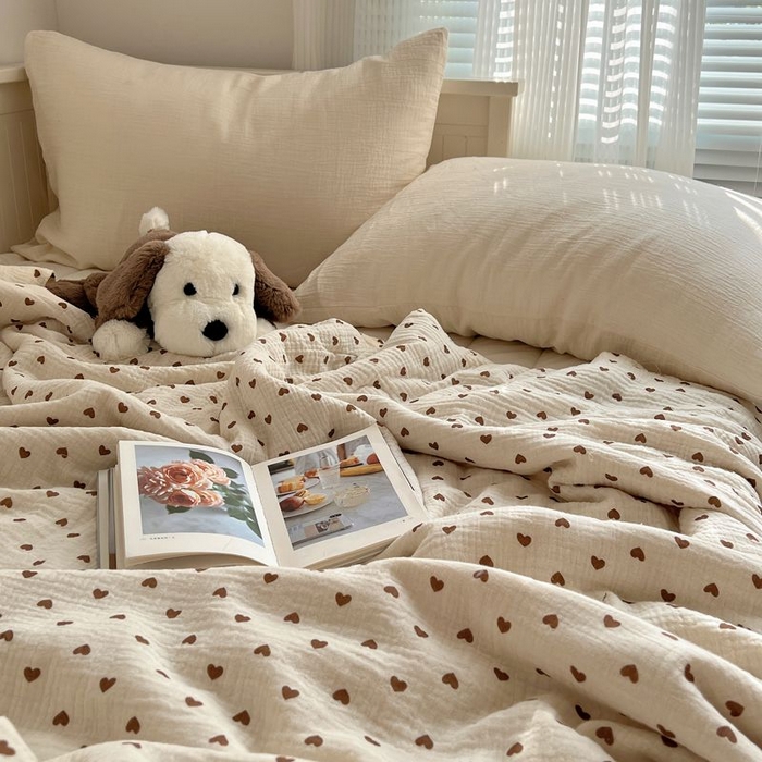 91家纺网 家纺一手货源 找家纺 繁花家居 2025新款AA版水洗棉超软夏被直播热款 爱心咖