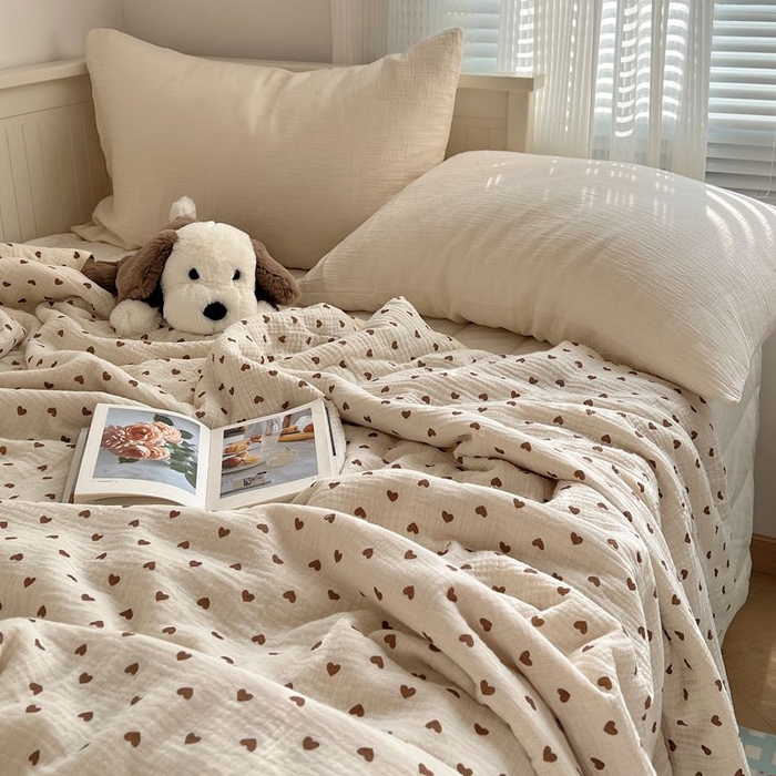 91家纺网 家纺一手货源 找家纺 繁花家居 2025新款AA版水洗棉超软夏被直播热款 爱心咖