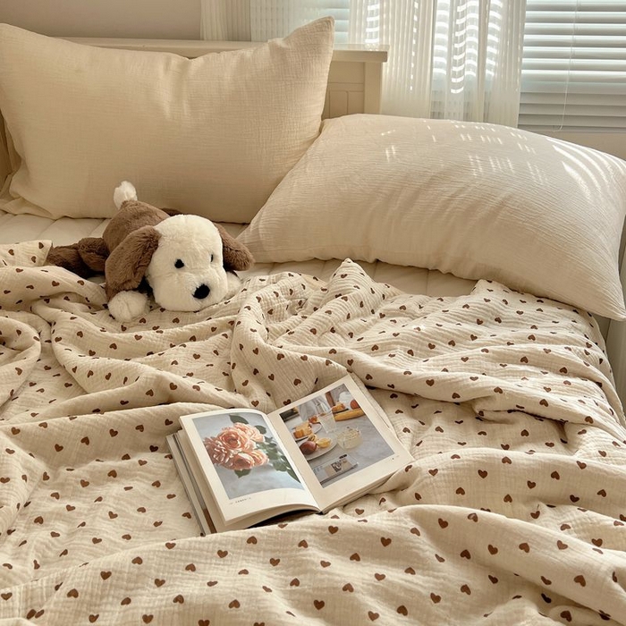 91家纺网 家纺一手货源 找家纺 繁花家居 2025新款AA版水洗棉超软夏被直播热款 爱心咖