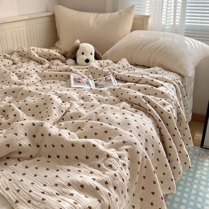 91家纺网 家纺一手货源 找家纺 繁花家居 2025新款AA版水洗棉超软夏被直播热款 爱心咖