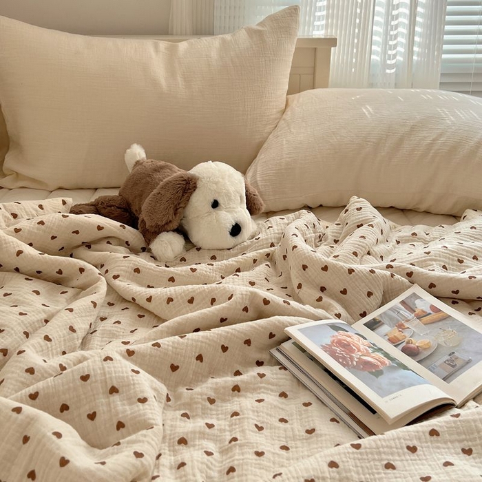 91家纺网 家纺一手货源 找家纺 繁花家居 2025新款AA版水洗棉超软夏被直播热款 爱心咖