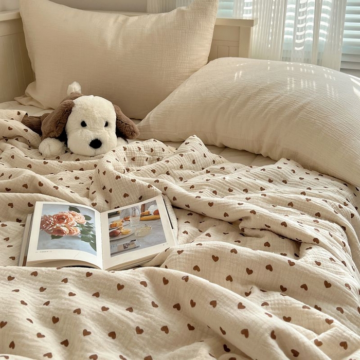 91家纺网 家纺一手货源 找家纺 繁花家居 2025新款AA版水洗棉超软夏被直播热款 爱心咖