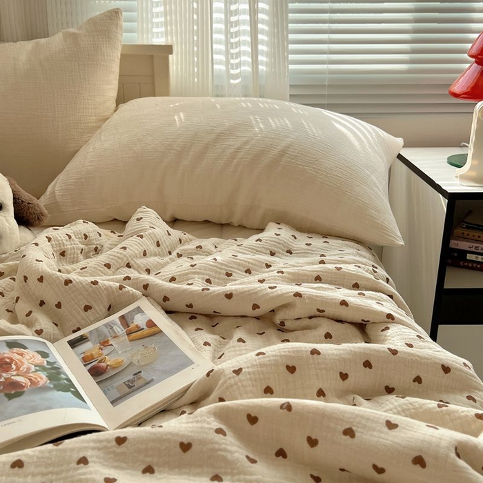 91家纺网 家纺一手货源 找家纺 繁花家居 2025新款AA版水洗棉超软夏被直播热款 爱心咖