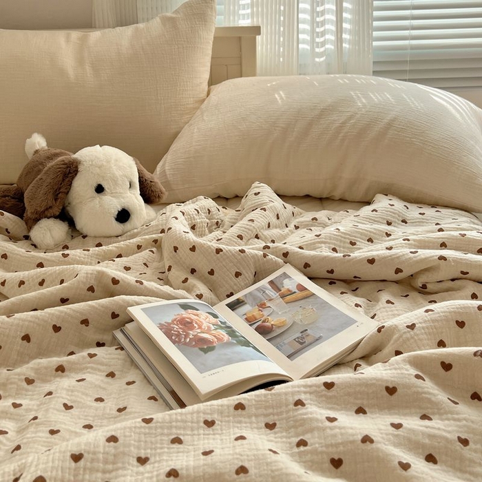 91家纺网 家纺一手货源 找家纺 繁花家居 2025新款AA版水洗棉超软夏被直播热款 爱心咖