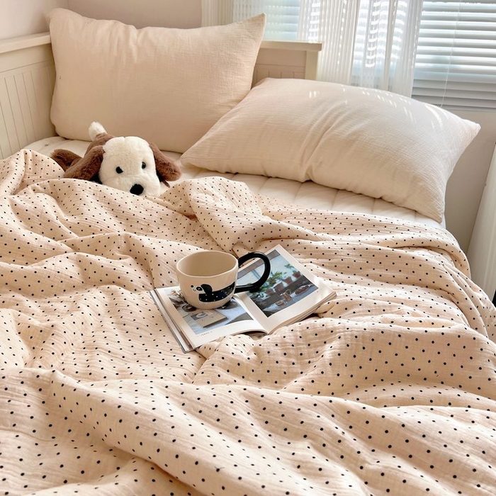 91家纺网 家纺一手货源 找家纺 繁花家居 2025新款AA版水洗棉超软夏被直播热款 黑波波