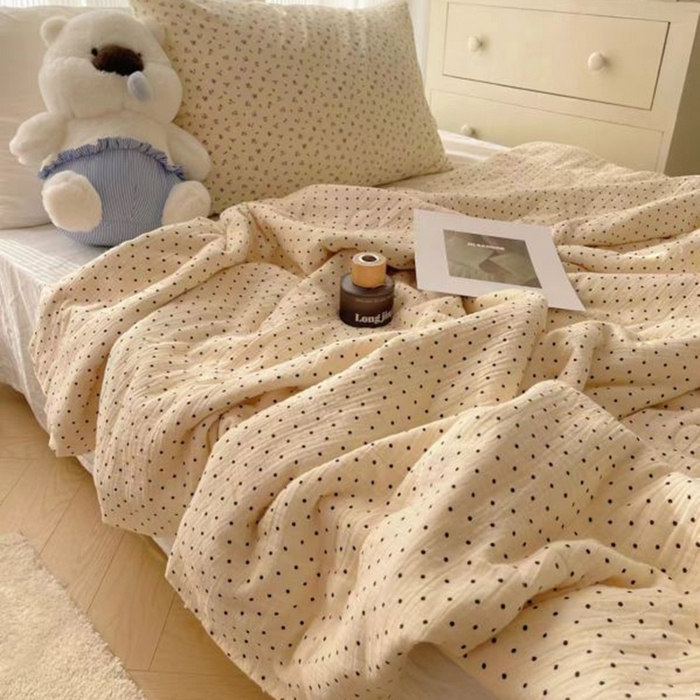 繁花家居 2025新款AA版水洗棉超软夏被直播热款 黑波波