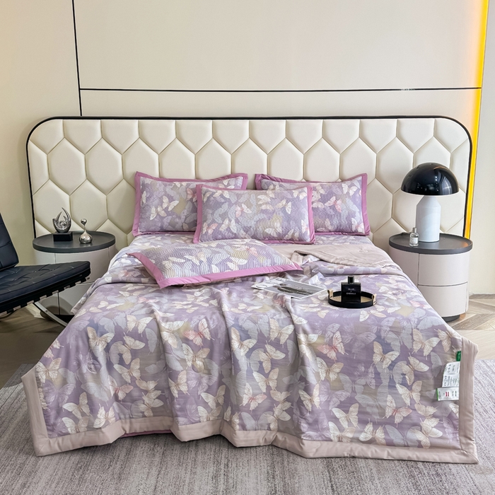 91家纺网 家纺一手货源 找家纺 晨晨家纺 2025新款A类印花莱赛尔天丝软席夏被夏凉被空调被 梦蝶