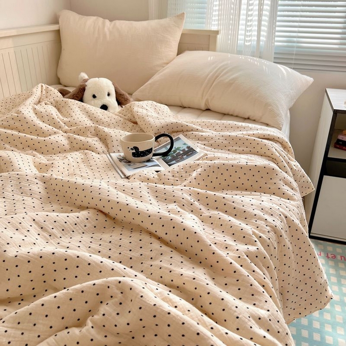 91家纺网 家纺一手货源 找家纺 繁花家居 2025新款AA版水洗棉超软夏被直播热款 黑波波