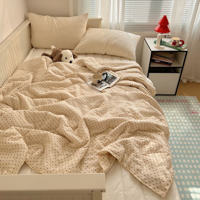 91家纺网 家纺一手货源 找家纺 繁花家居 2025新款AA版水洗棉超软夏被直播热款 黑波波