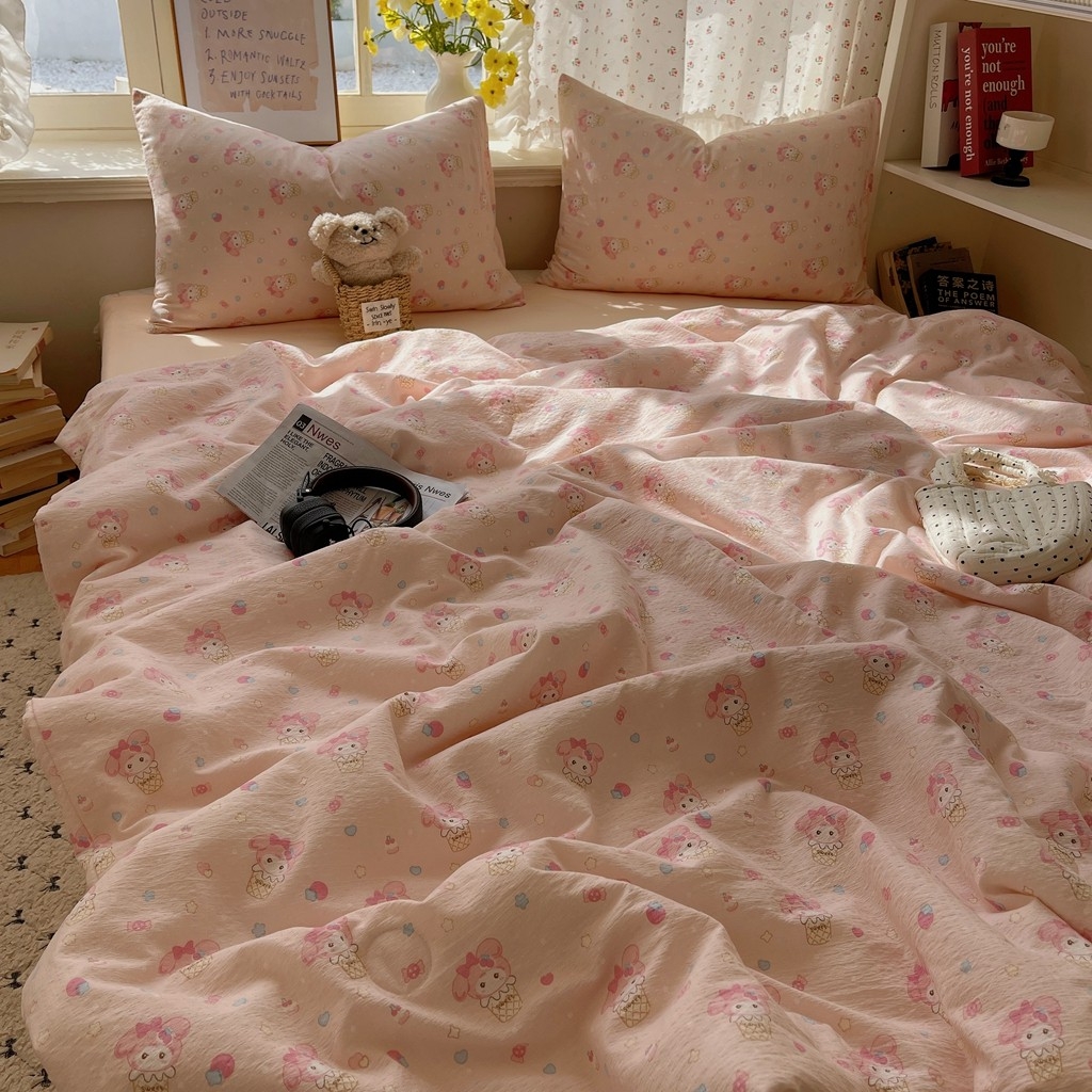 91家纺网 家纺一手货源 找家纺 繁花家居 2025新款AA版水洗棉超软夏被直播热款 卡哇伊小美