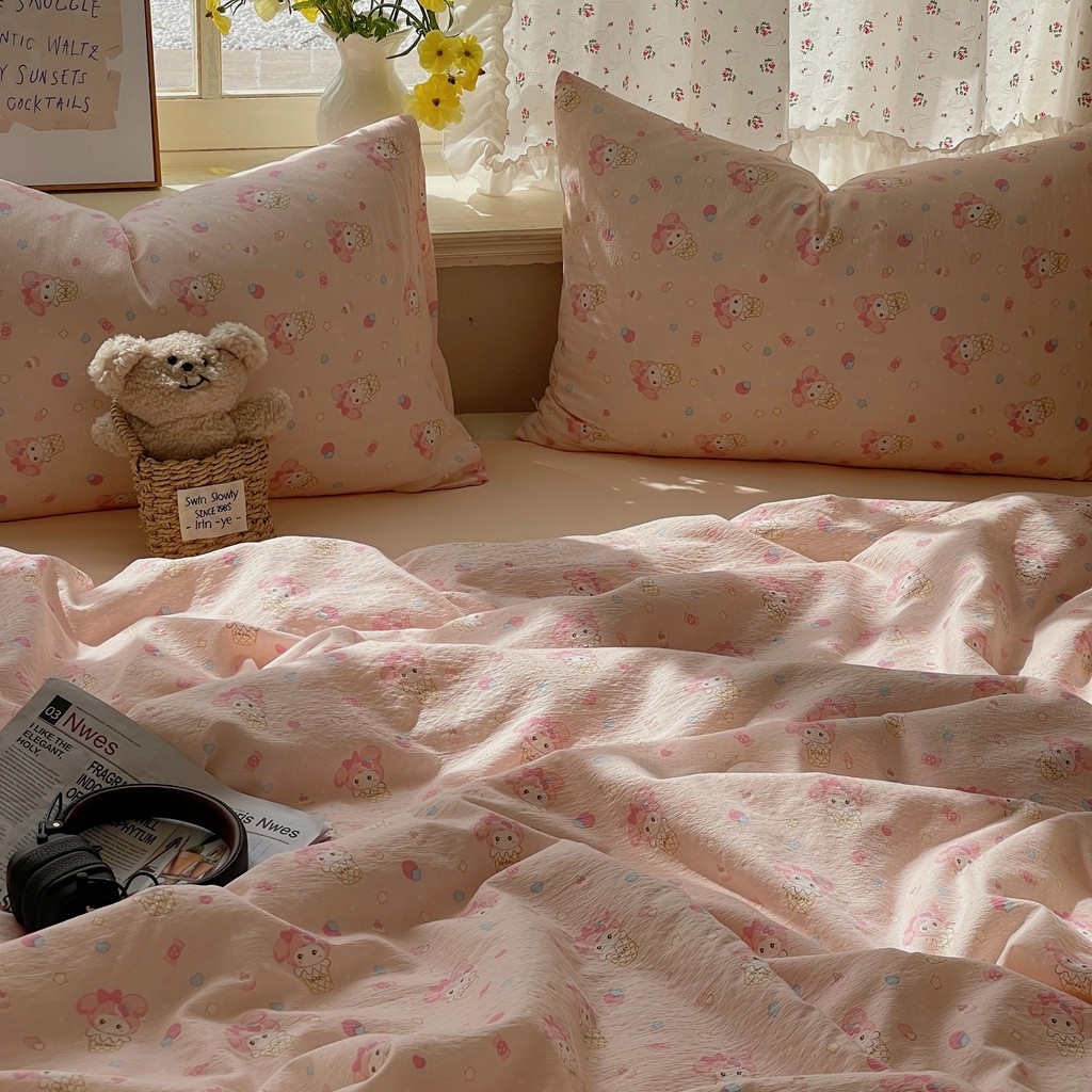 91家纺网 家纺一手货源 找家纺 繁花家居 2025新款AA版水洗棉超软夏被直播热款 卡哇伊小美