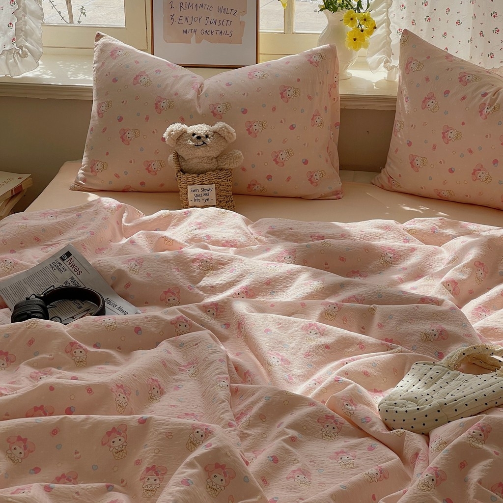 91家纺网 家纺一手货源 找家纺 繁花家居 2025新款AA版水洗棉超软夏被直播热款 卡哇伊小美