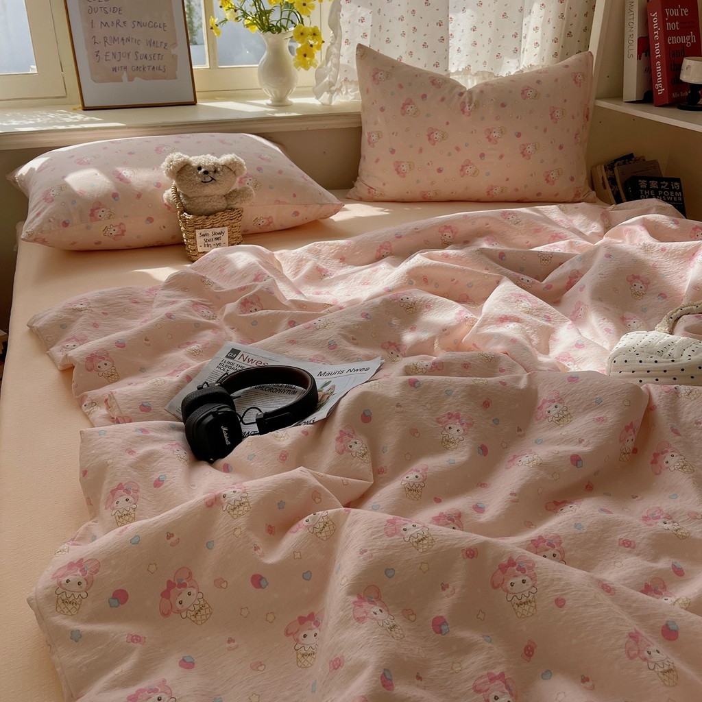 91家纺网 家纺一手货源 找家纺 繁花家居 2025新款AA版水洗棉超软夏被直播热款 卡哇伊小美