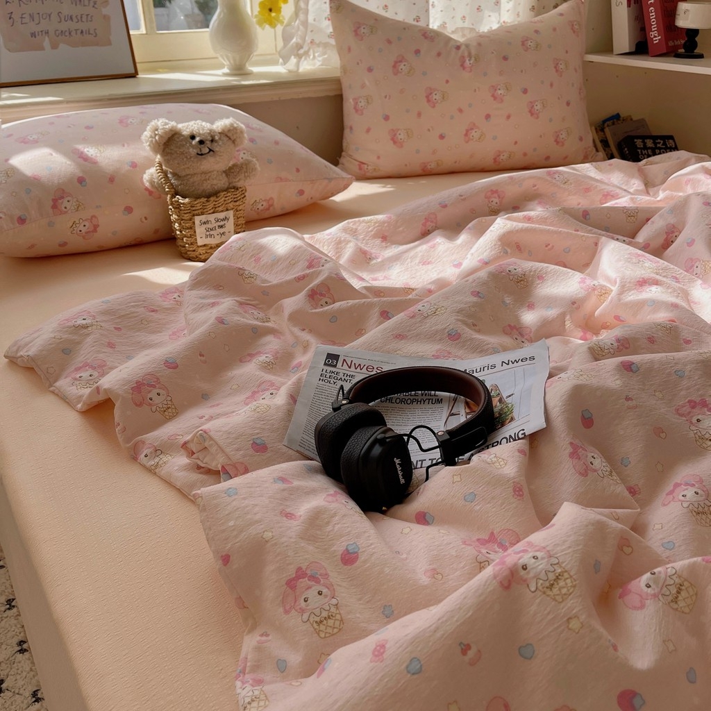 91家纺网 家纺一手货源 找家纺 繁花家居 2025新款AA版水洗棉超软夏被直播热款 卡哇伊小美