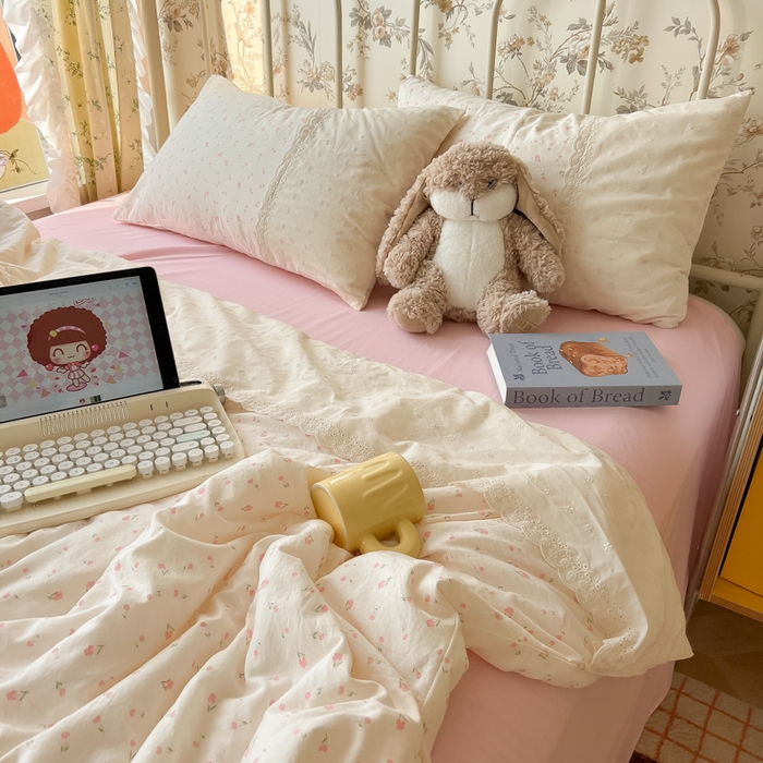 91家纺网 家纺一手货源 找家纺 盼季家纺 2025新款A类夏季夏天蕾丝花边大豆纤维被夏凉被床单四件套空调被 蕾丝花边夏被-花满春