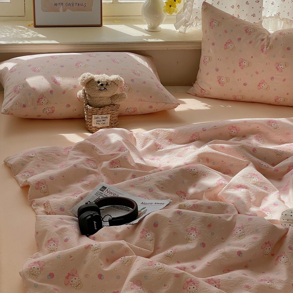 91家纺网 家纺一手货源 找家纺 繁花家居 2025新款AA版水洗棉超软夏被直播热款 卡哇伊小美