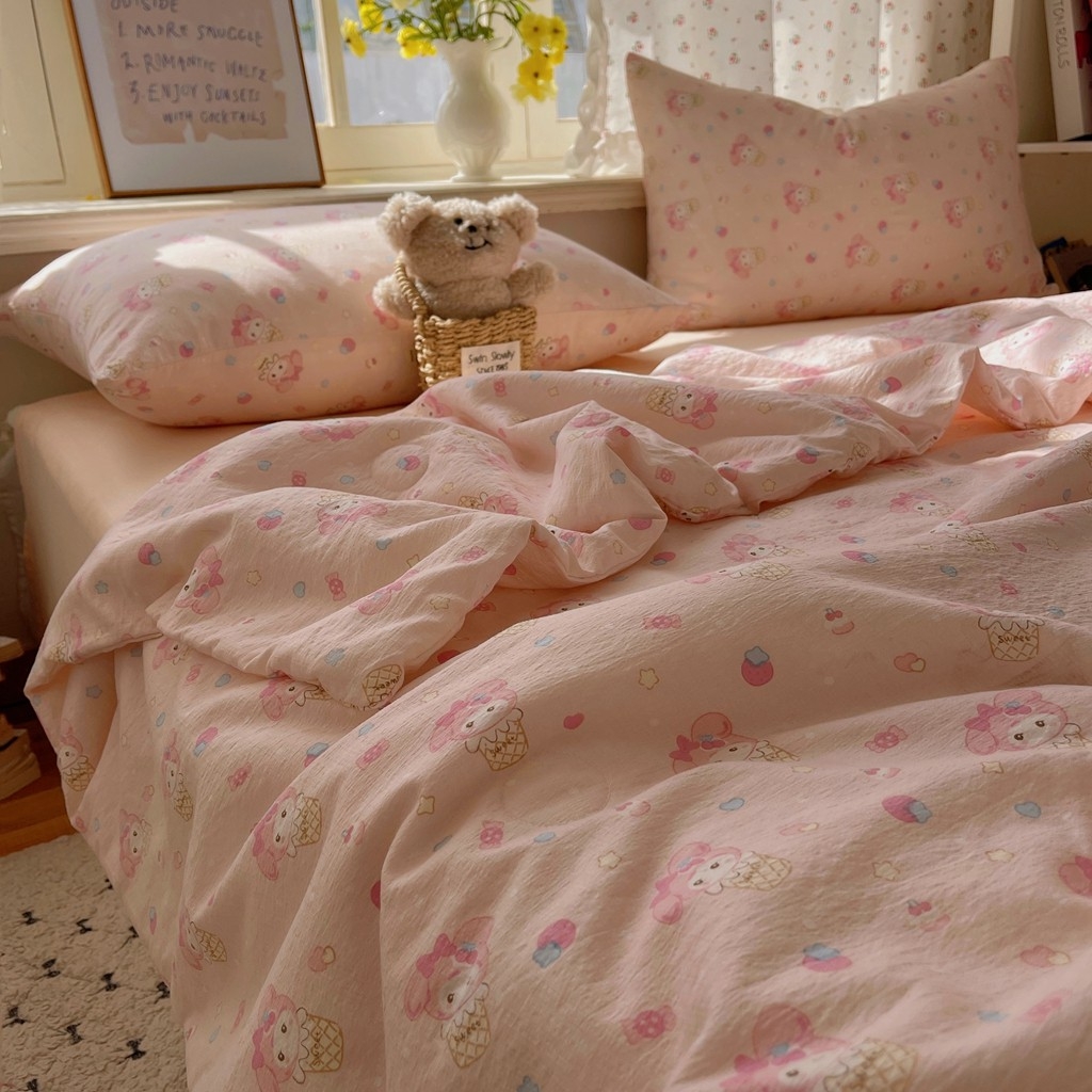 91家纺网 家纺一手货源 找家纺 繁花家居 2025新款AA版水洗棉超软夏被直播热款 卡哇伊小美