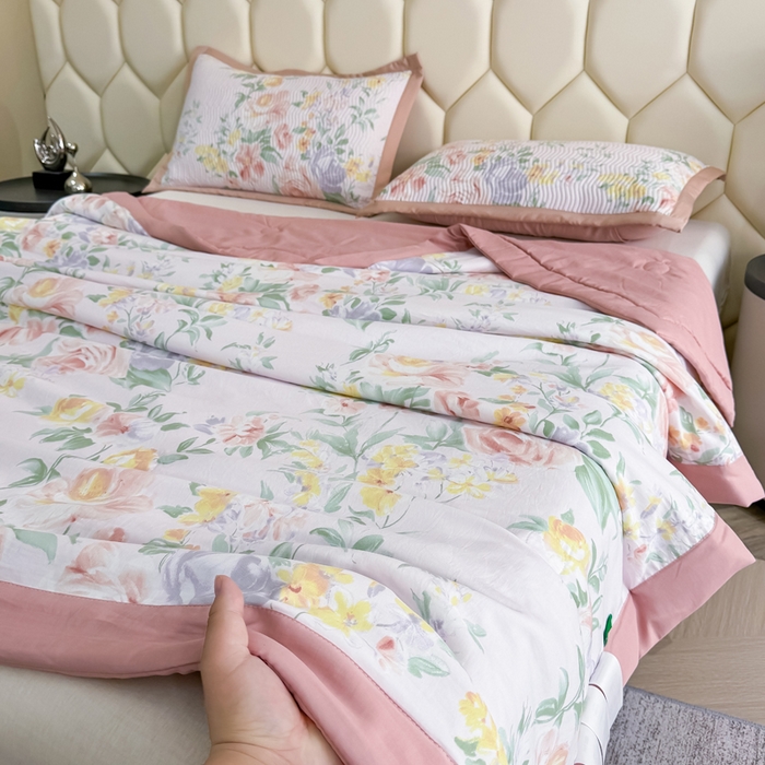 91家纺网 家纺一手货源 找家纺 晨晨家纺 2025新款A类印花莱赛尔天丝软席夏被夏凉被空调被 梦蔓