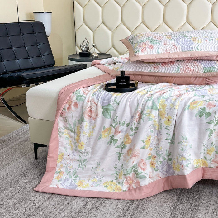 91家纺网 家纺一手货源 找家纺 晨晨家纺 2025新款A类印花莱赛尔天丝软席夏被夏凉被空调被 梦蔓