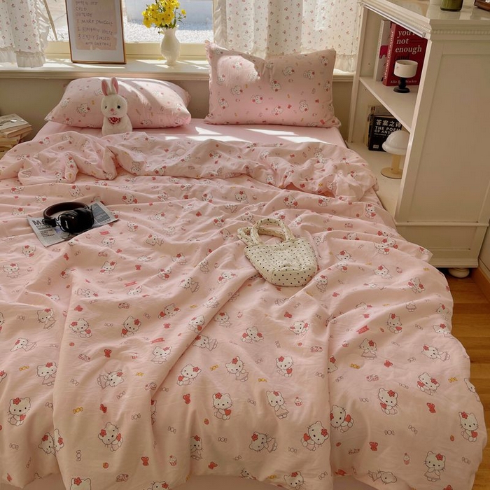 91家纺网 家纺一手货源 找家纺 繁花家居 2025新款AA版水洗棉超软夏被直播热款 慕斯甜猫