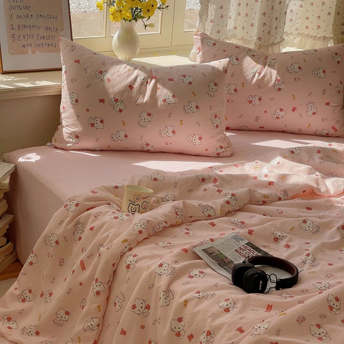 繁花家居 2025新款AA版水洗棉超软夏被直播热款 慕斯甜猫