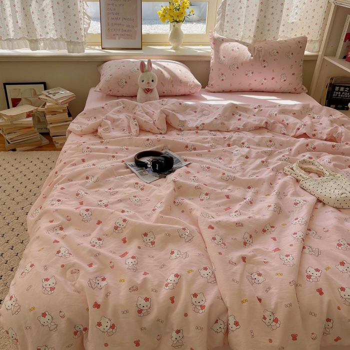 91家纺网 家纺一手货源 找家纺 繁花家居 2025新款AA版水洗棉超软夏被直播热款 慕斯甜猫