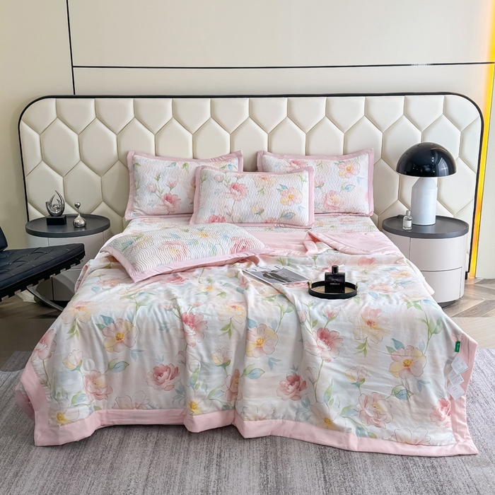 91家纺网 家纺一手货源 找家纺 晨晨家纺 2025新款A类印花莱赛尔天丝软席夏被夏凉被空调被 妙颜