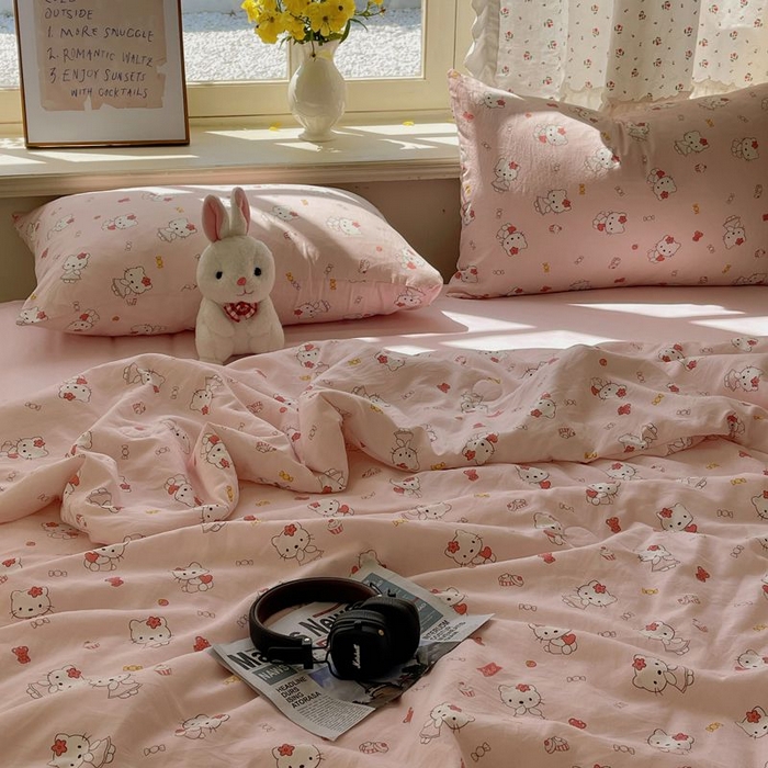 91家纺网 家纺一手货源 找家纺 繁花家居 2025新款AA版水洗棉超软夏被直播热款 慕斯甜猫