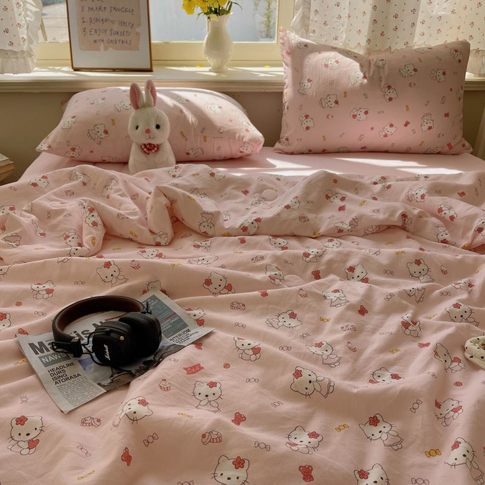 91家纺网 家纺一手货源 找家纺 繁花家居 2025新款AA版水洗棉超软夏被直播热款 慕斯甜猫