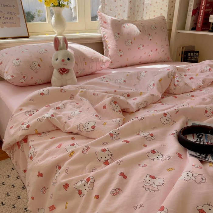 91家纺网 家纺一手货源 找家纺 繁花家居 2025新款AA版水洗棉超软夏被直播热款 慕斯甜猫