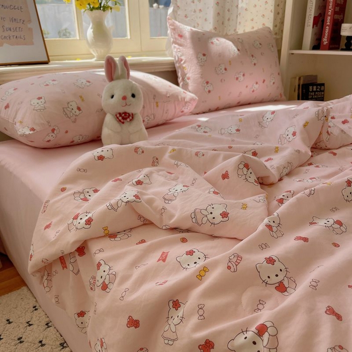 91家纺网 家纺一手货源 找家纺 繁花家居 2025新款AA版水洗棉超软夏被直播热款 慕斯甜猫