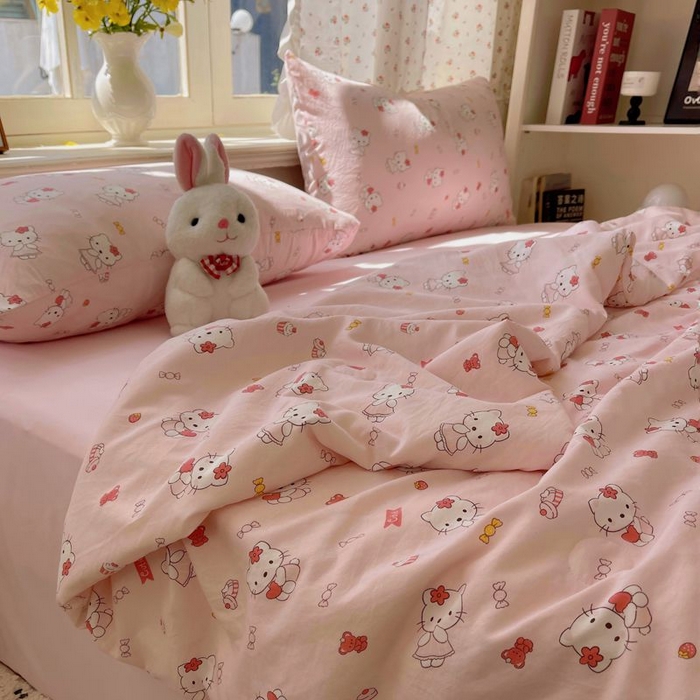 91家纺网 家纺一手货源 找家纺 繁花家居 2025新款AA版水洗棉超软夏被直播热款 慕斯甜猫