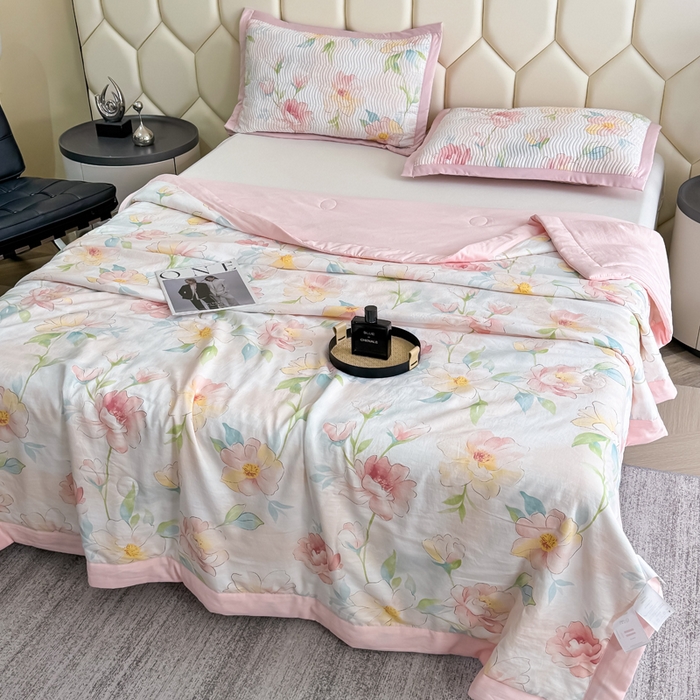 91家纺网 家纺一手货源 找家纺 晨晨家纺 2025新款A类印花莱赛尔天丝软席夏被夏凉被空调被 妙颜