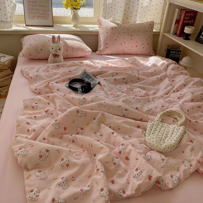 91家纺网 家纺一手货源 找家纺 繁花家居 2025新款AA版水洗棉超软夏被直播热款 慕斯甜猫