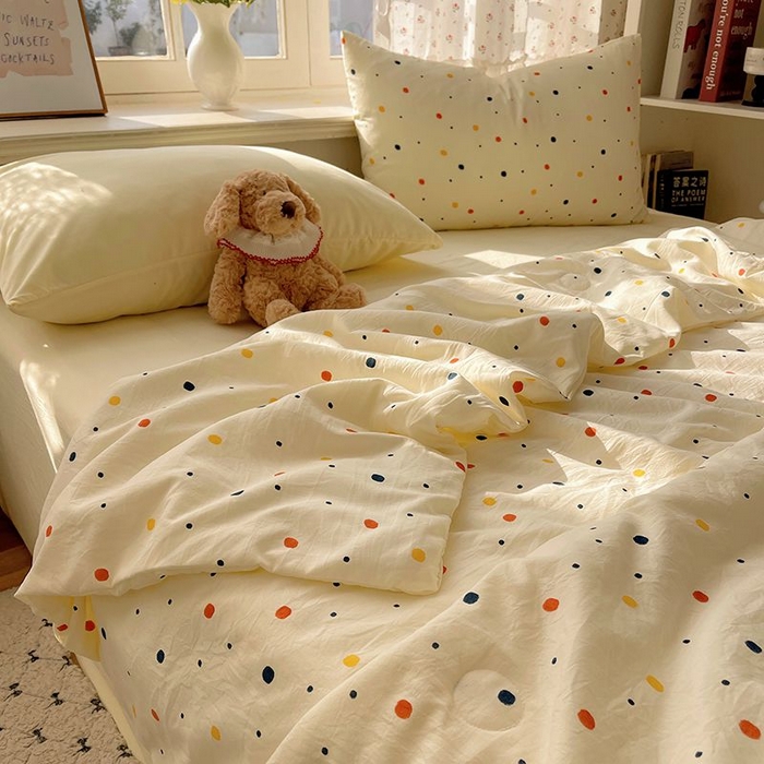 91家纺网 家纺一手货源 找家纺 繁花家居 2025新款AA版水洗棉超软夏被直播热款 七彩波波