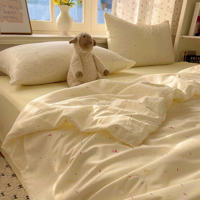 繁花家居 2025新款AA版水洗棉超软夏被直播热款 七彩波波