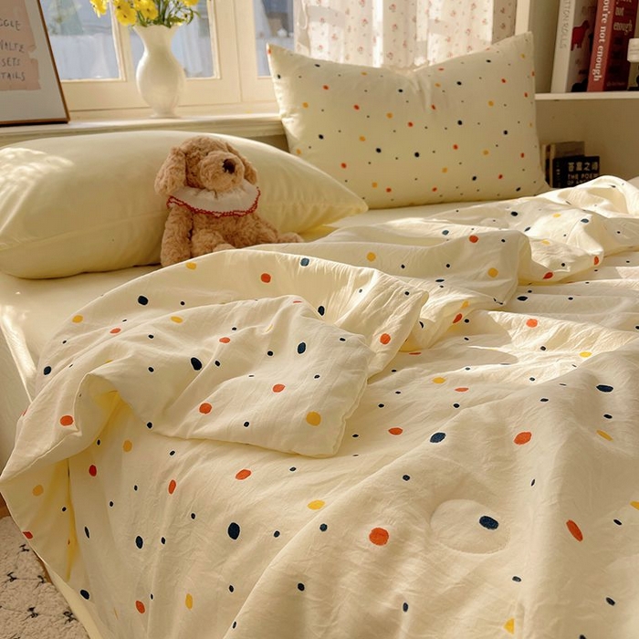 91家纺网 家纺一手货源 找家纺 繁花家居 2025新款AA版水洗棉超软夏被直播热款 七彩波波