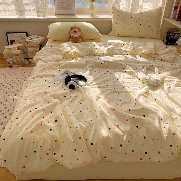 91家纺网 家纺一手货源 找家纺 繁花家居 2025新款AA版水洗棉超软夏被直播热款 七彩波波