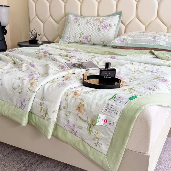 91家纺网 家纺一手货源 找家纺 晨晨家纺 2025新款A类印花莱赛尔天丝软席夏被夏凉被空调被 沐初