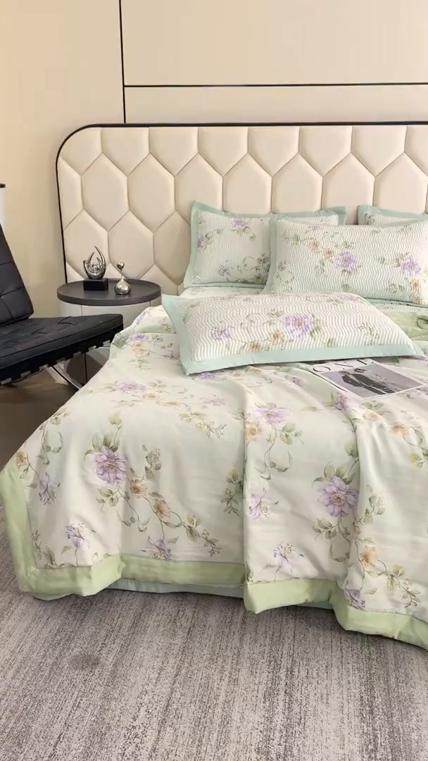 91家纺网 家纺一手货源 找家纺 晨晨家纺 2025新款A类印花莱赛尔天丝软席夏被夏凉被空调被 沐初