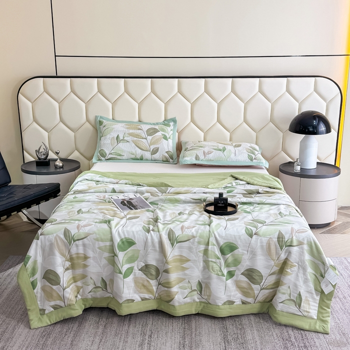 91家纺网 家纺一手货源 找家纺 晨晨家纺 2025新款A类印花莱赛尔天丝软席夏被夏凉被空调被 语叶