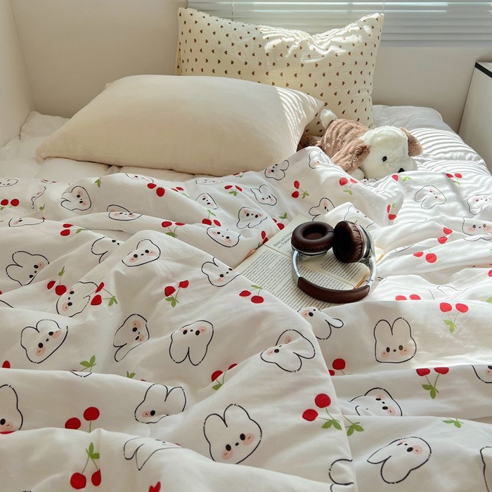 91家纺网 家纺一手货源 找家纺 繁花家居 2025新款AA版水洗棉超软夏被直播热款 樱桃兔