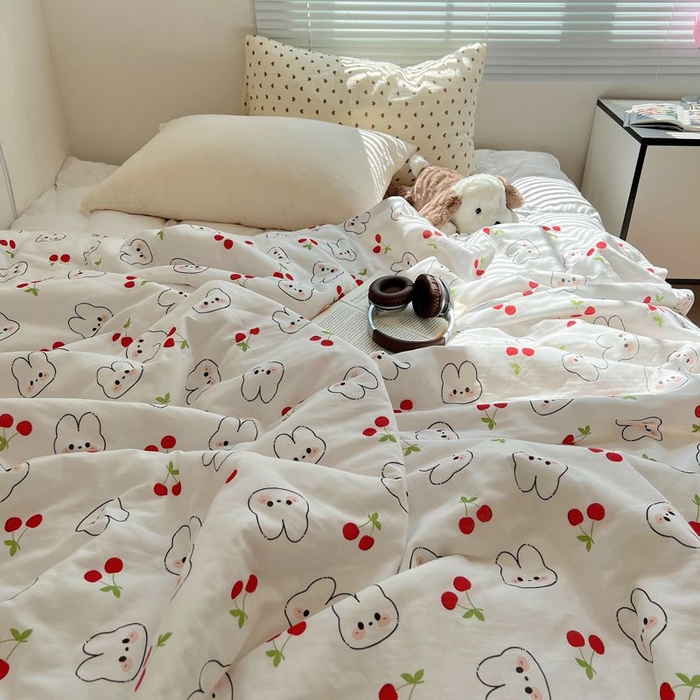 91家纺网 家纺一手货源 找家纺 繁花家居 2025新款AA版水洗棉超软夏被直播热款 樱桃兔