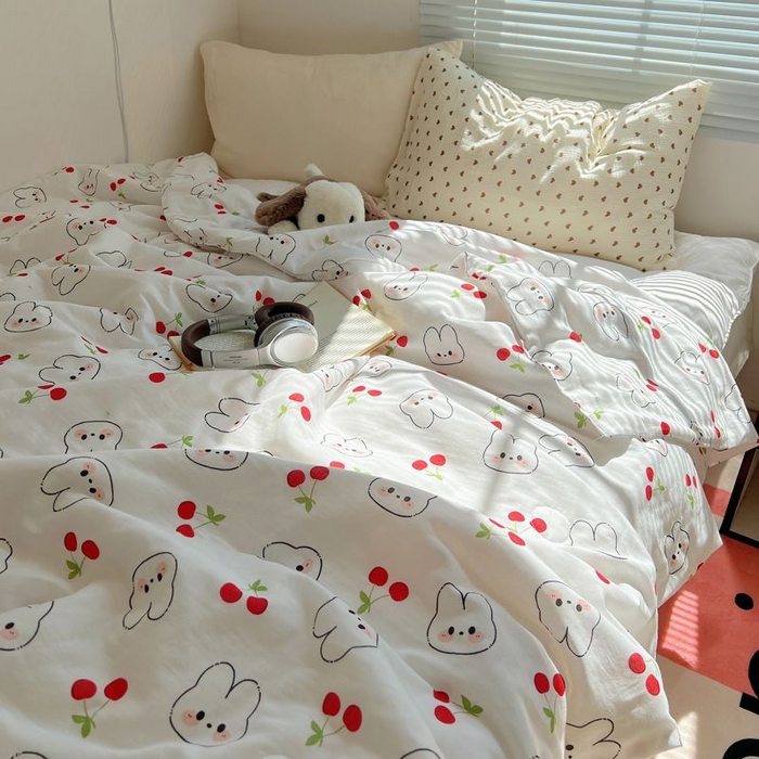 91家纺网 家纺一手货源 找家纺 繁花家居 2025新款AA版水洗棉超软夏被直播热款 樱桃兔